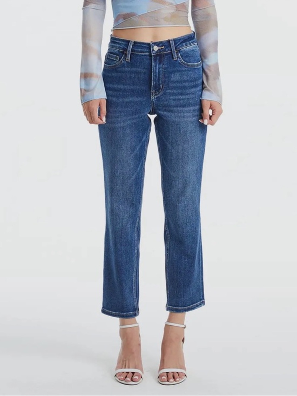 Bayeas Classic High-Rise Straight Jeans - Blue